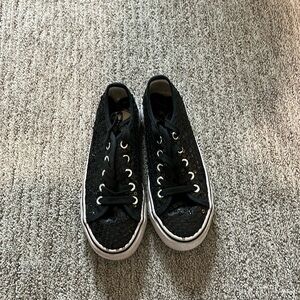 Girl cute black sequin shoes